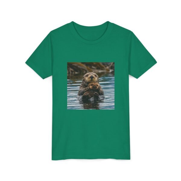 Youth Short Sleeve Tee with ZooMates! design and Sweet Sea Otter with Its Baby - Image 15