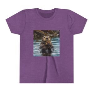 Youth Short Sleeve Tee with ZooMates! design and Sweet Sea Otter with Its Baby