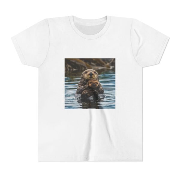 Youth Short Sleeve Tee with ZooMates! design and Sweet Sea Otter with Its Baby - Image 9