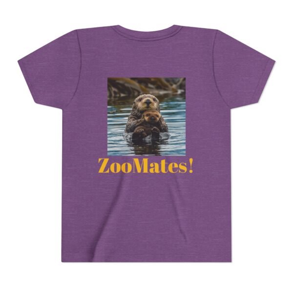 Youth Short Sleeve Tee with ZooMates! design and Sweet Sea Otter with Its Baby - Image 2