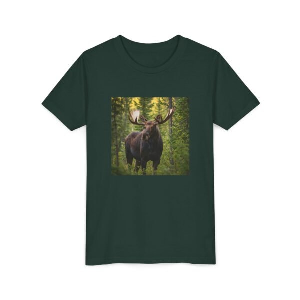 Youth Short Sleeve Tee with ZooMates! design and Massive Moose in Woods - Image 3