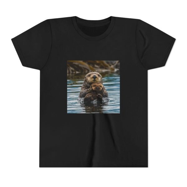 Youth Short Sleeve Tee with ZooMates! design and Sweet Sea Otter with Its Baby - Image 5