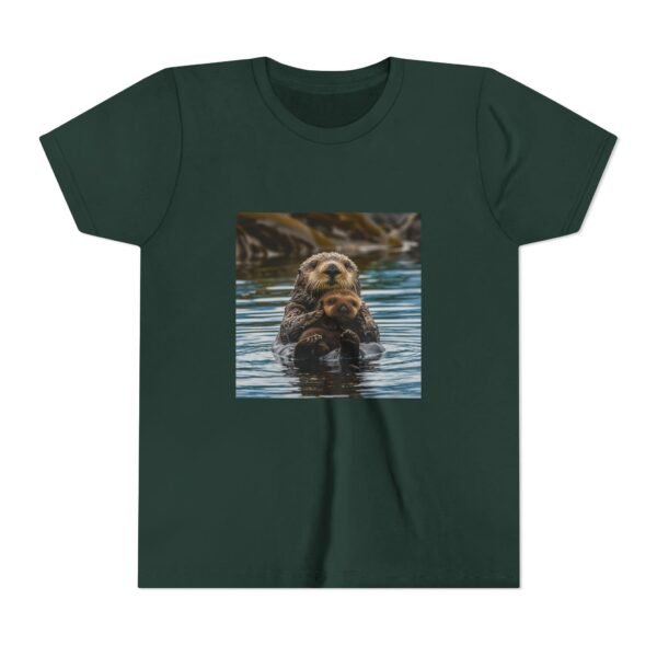 Youth Short Sleeve Tee with ZooMates! design and Sweet Sea Otter with Its Baby - Image 17