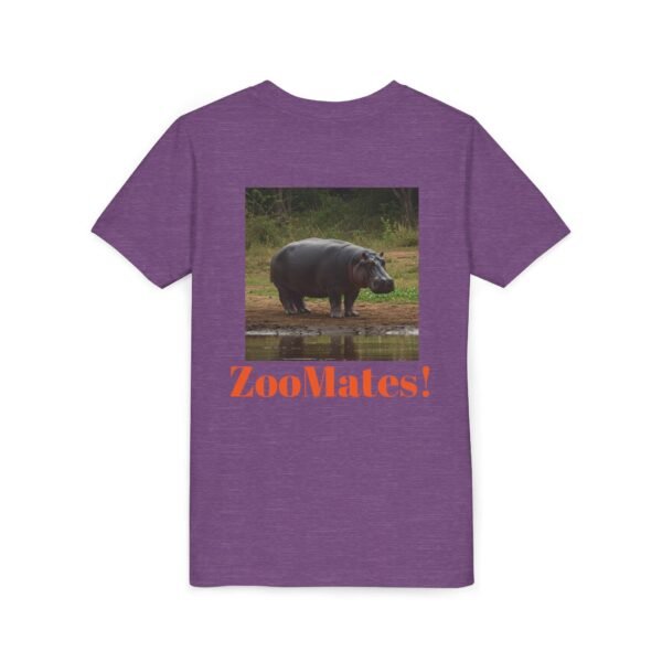 Youth Short Sleeve Tee with ZooMates! design and Happy Hippopotamus - Image 4