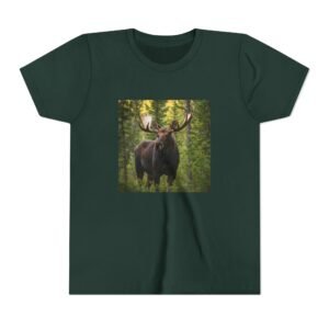 Youth Short Sleeve Tee with ZooMates! design and Massive Moose in Woods