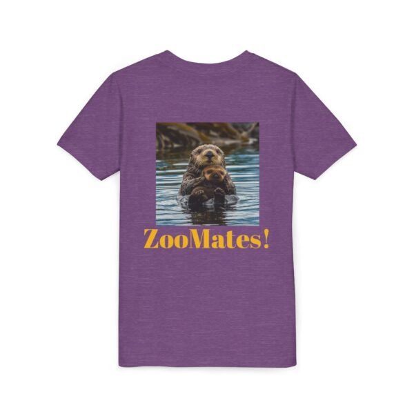 Youth Short Sleeve Tee with ZooMates! design and Sweet Sea Otter with Its Baby - Image 4